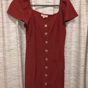 Auburn/rust colored button up dress